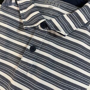 RHONE Navy and White Striped Casual Shirt golf XXL